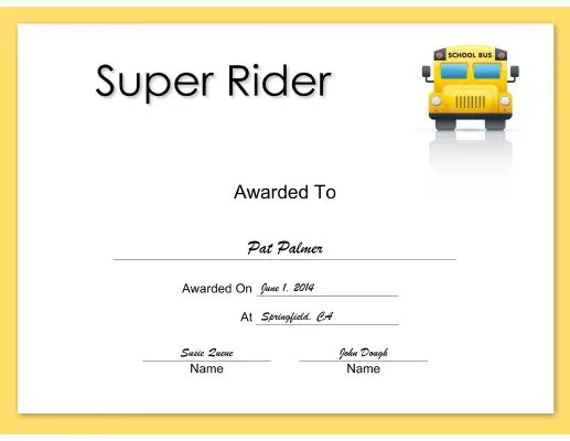 Super Rider certificate
