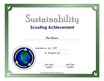 Sustainability Badge certificate