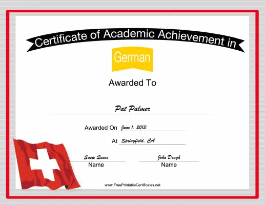Switzerland German Language certificate
