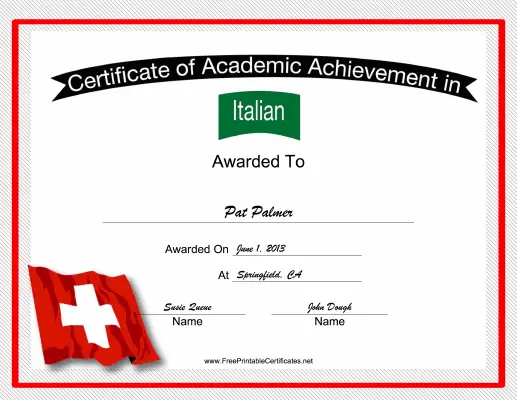 Switzerland Italian Language certificate