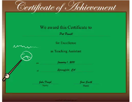 Teaching Assistant Excellence certificate