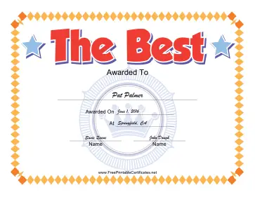 The Best certificate