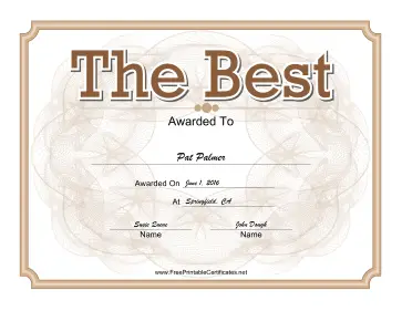 The Best Certificate Gold certificate