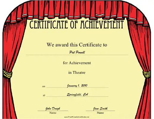 Theatre certificate