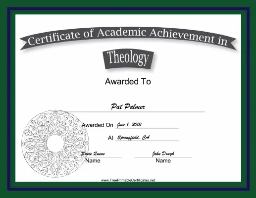 Theology Academic certificate
