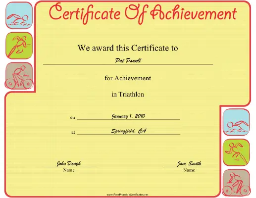 Triathlon certificate