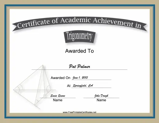 Trigonometry Academic certificate