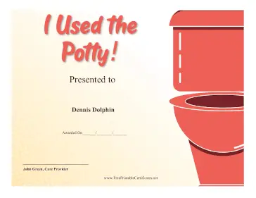 Used The Potty Award certificate