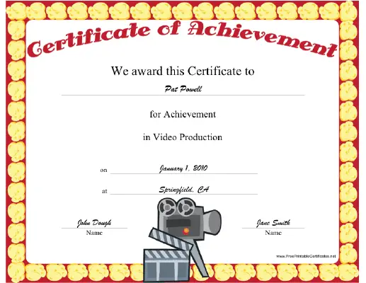 Video Production certificate