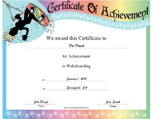 Wakeboarding certificate