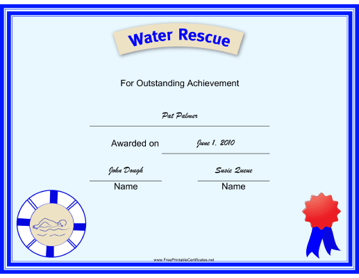 Water Rescue certificate