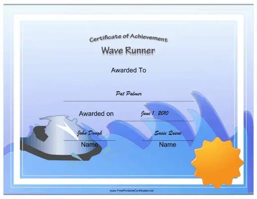 Wave Runner certificate