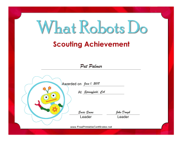 What Robots Do Badge certificate