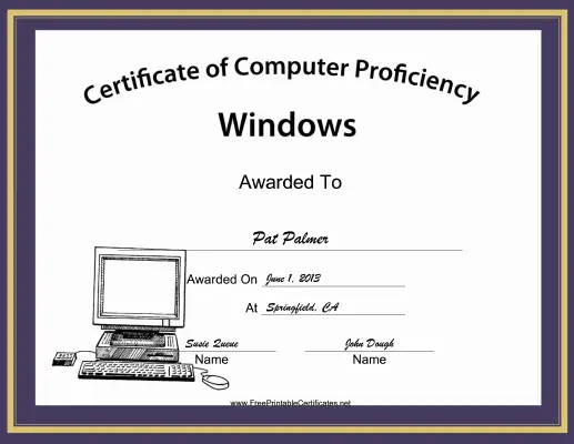 Windows Computer Proficiency certificate