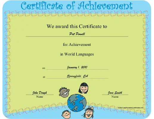 World Languages certificate