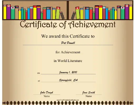 World Literature certificate