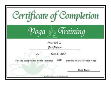 Yoga Certification certificate