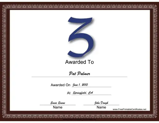 Z Monogram certificate