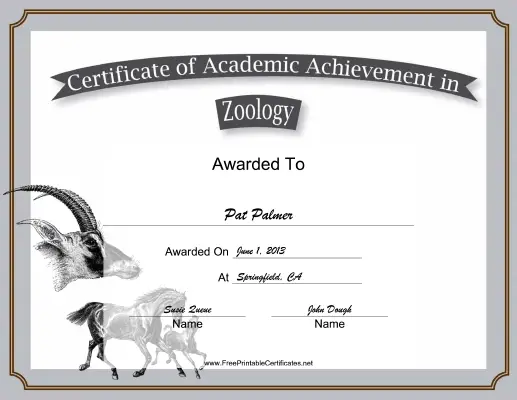 Zoology Academic certificate