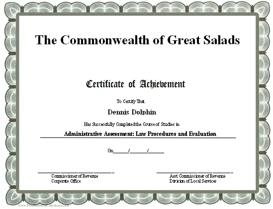 Professional Certificate of Achievement certificate