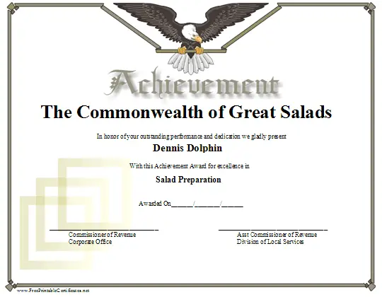 Achievement - Eagle certificate