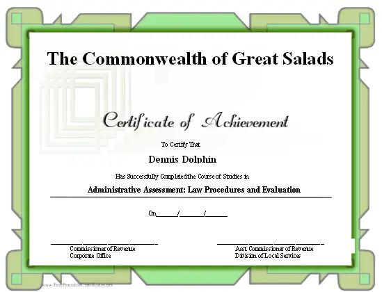 Achievement certificate