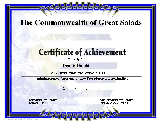Earth Certificate of Achievement certificate