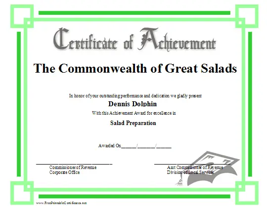 Achievement - Mortarboard certificate