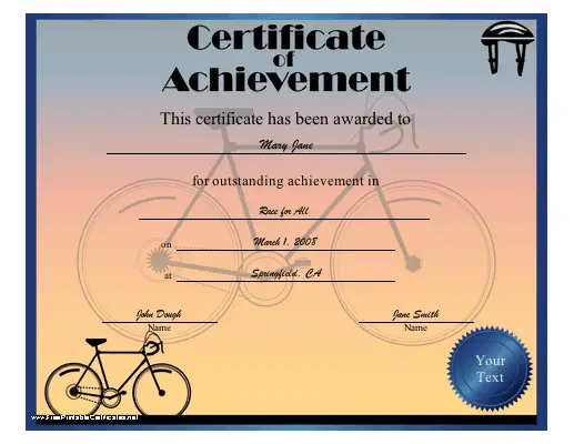 Achievement - Cycling certificate