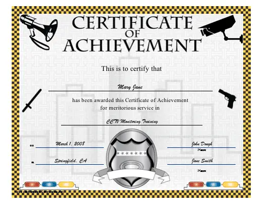 Achievement - Law Enforcement and Security certificate
