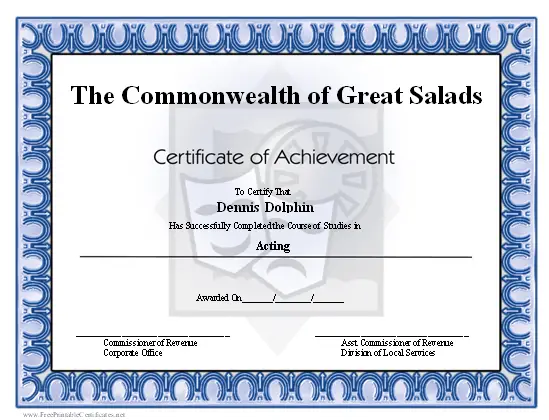 Achievement - Acting certificate