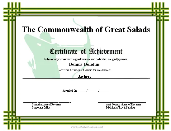 Achievement - Archery certificate