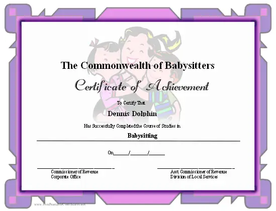 Achievement - Babysitting certificate