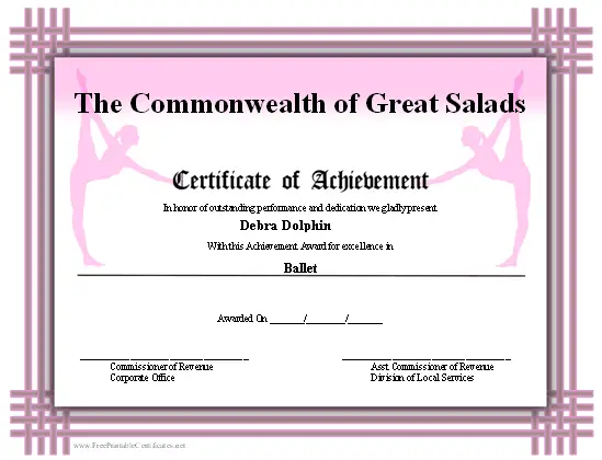 Achievement - Ballet certificate