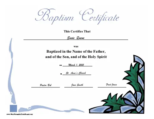 Baptism certificate