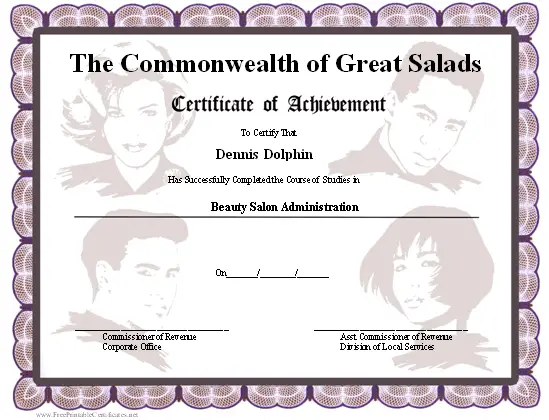 Achievement - Beauty School certificate