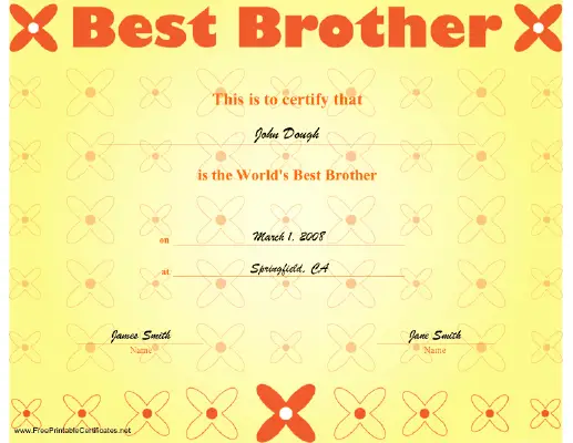 Best Brother certificate