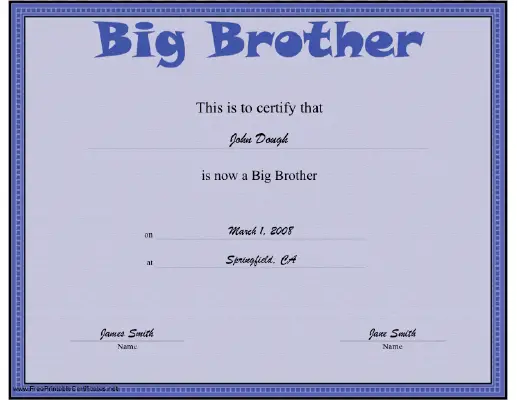 Big Brother certificate