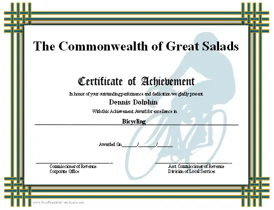 Achievement - Biking certificate