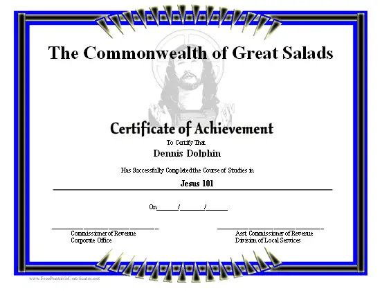 Achievement - Jesus certificate