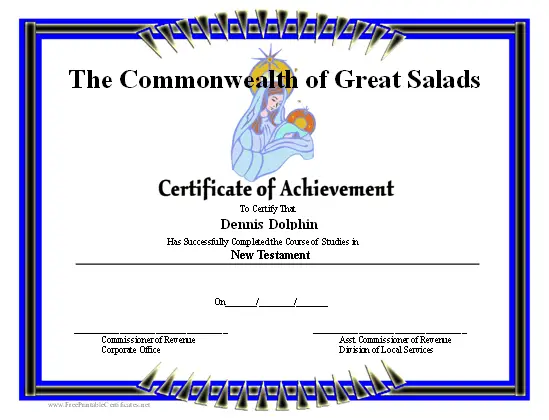 Achievement - Mary certificate