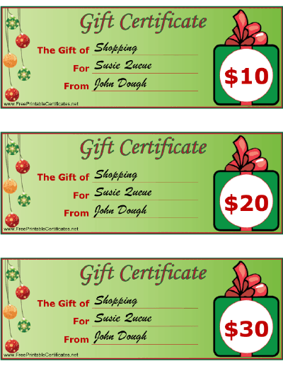 Christmas Gift certificate