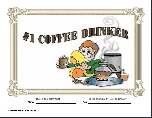 Coffee Drinker certificate