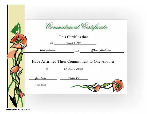 Commitment certificate