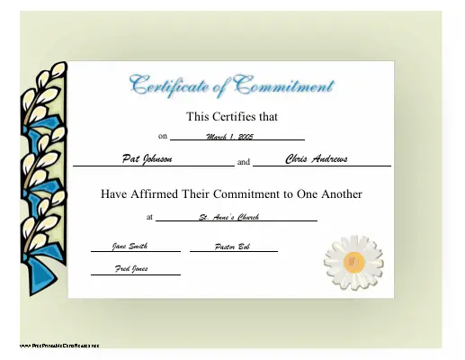 Commitment certificate