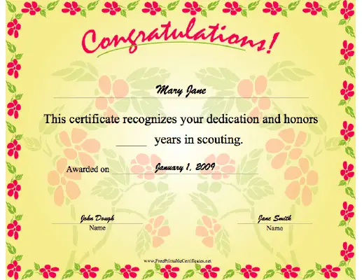 Congratulations certificate