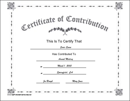 Contribution certificate