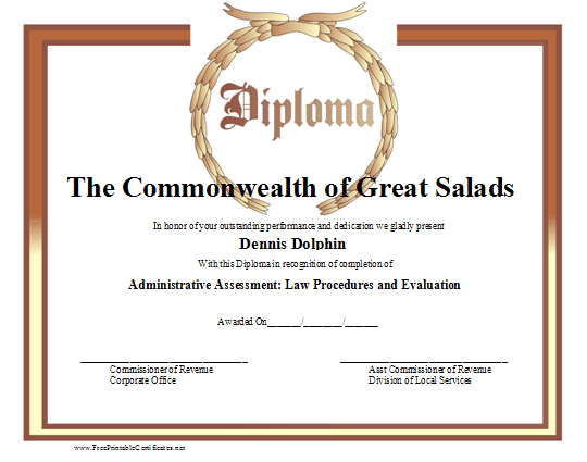 Diploma certificate