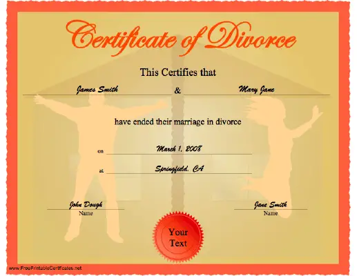 Divorce certificate