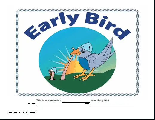Early Bird certificate